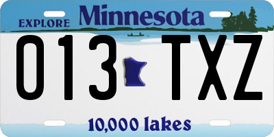 MN license plate 013TXZ
