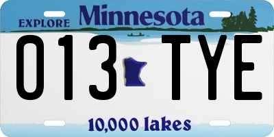 MN license plate 013TYE