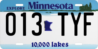 MN license plate 013TYF