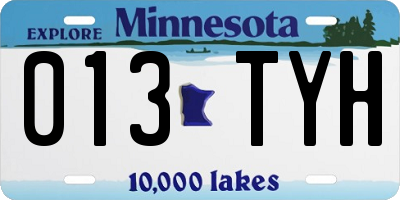 MN license plate 013TYH
