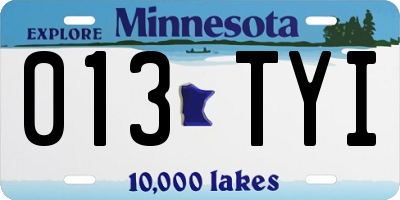 MN license plate 013TYI