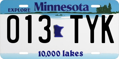 MN license plate 013TYK
