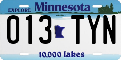 MN license plate 013TYN