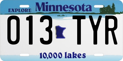 MN license plate 013TYR