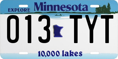 MN license plate 013TYT
