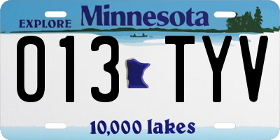 MN license plate 013TYV