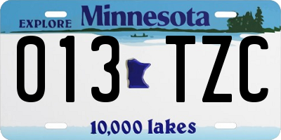 MN license plate 013TZC