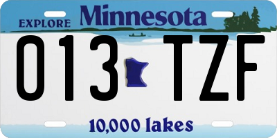 MN license plate 013TZF