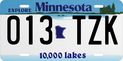 MN license plate 013TZK