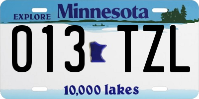 MN license plate 013TZL