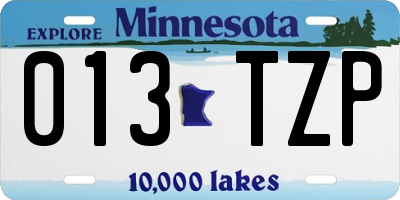 MN license plate 013TZP