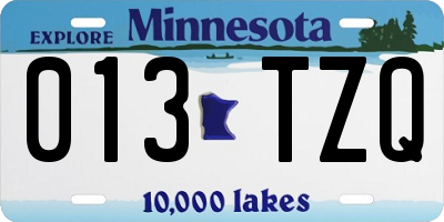 MN license plate 013TZQ