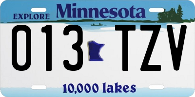 MN license plate 013TZV
