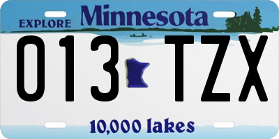 MN license plate 013TZX