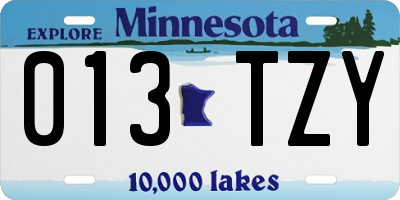 MN license plate 013TZY