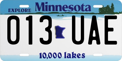 MN license plate 013UAE