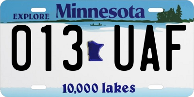MN license plate 013UAF