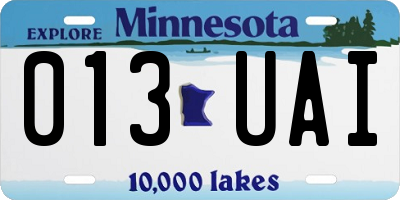 MN license plate 013UAI
