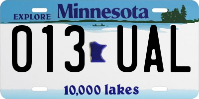 MN license plate 013UAL