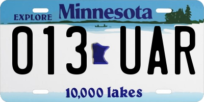 MN license plate 013UAR