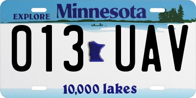 MN license plate 013UAV