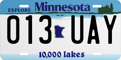 MN license plate 013UAY