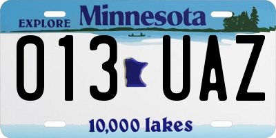MN license plate 013UAZ