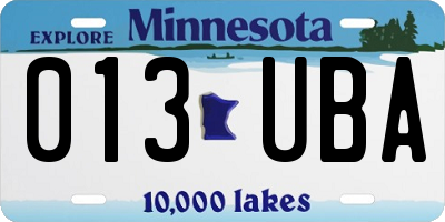 MN license plate 013UBA