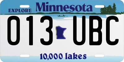 MN license plate 013UBC