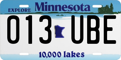 MN license plate 013UBE