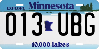 MN license plate 013UBG
