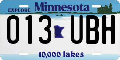 MN license plate 013UBH
