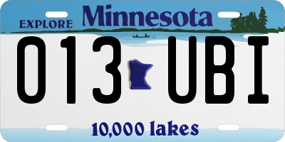 MN license plate 013UBI
