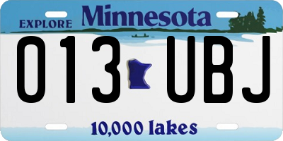 MN license plate 013UBJ
