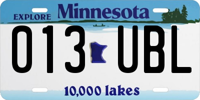 MN license plate 013UBL