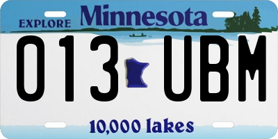 MN license plate 013UBM