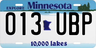 MN license plate 013UBP