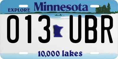 MN license plate 013UBR