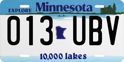 MN license plate 013UBV