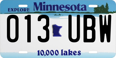 MN license plate 013UBW