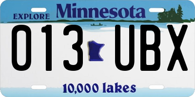 MN license plate 013UBX