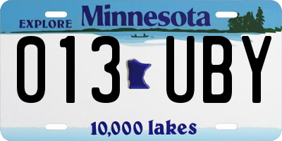 MN license plate 013UBY
