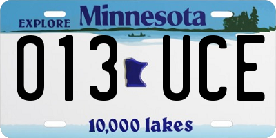 MN license plate 013UCE