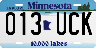 MN license plate 013UCK