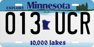 MN license plate 013UCR