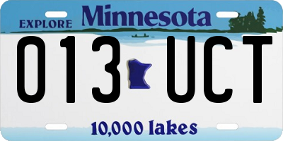 MN license plate 013UCT