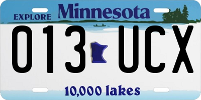 MN license plate 013UCX