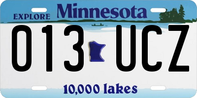 MN license plate 013UCZ