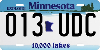 MN license plate 013UDC