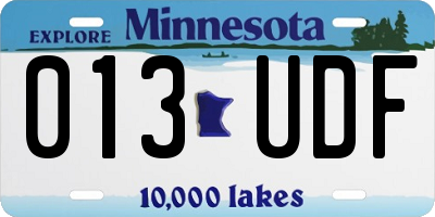 MN license plate 013UDF